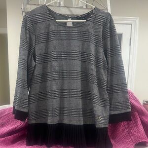 Elegant Black and Gray Plaid Women's Blouse